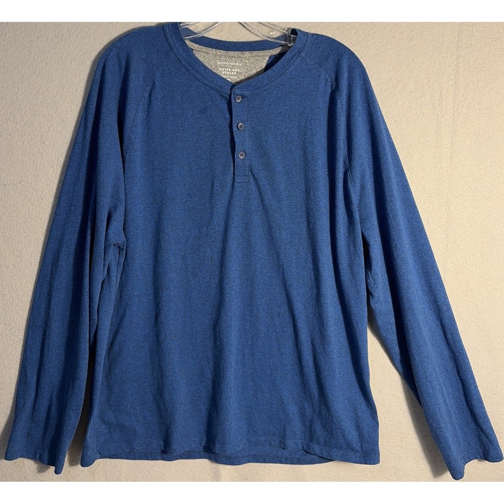 Banana Republic Quick Dry Henley Men's Long Sleeve T-Shirt Blue XL Regular Gorp